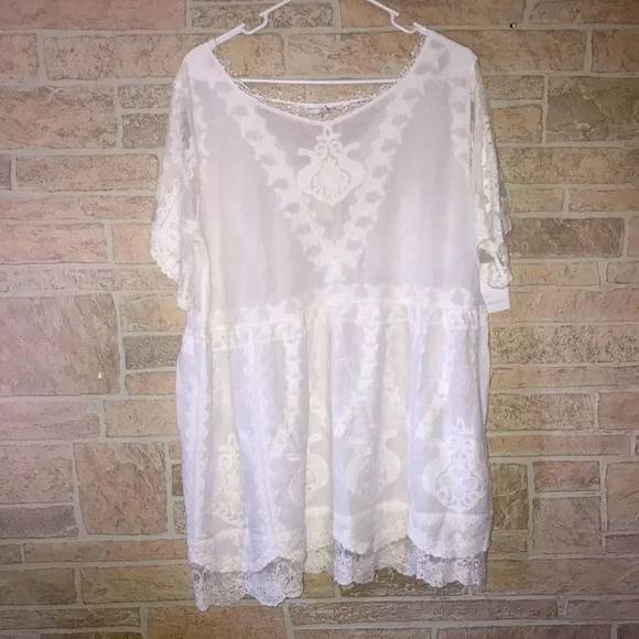 ✅Coco + Jaimeson Semi Sheer Embroidered Short Sleeve Dress/Beach Cover Up - Picture 1 of 8